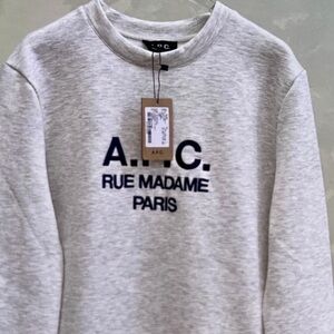 A.P.C. Heather Gray Sweatshirt with Dark Blue Text